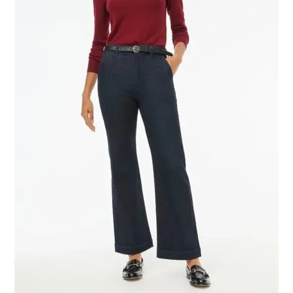 J. Crew Blue High Waist Soft Denim Trouser Signature Stretch Dark Wash Blue 27